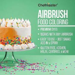 Master 3 Airbrush, Air Compressor Cake Decorating Kit, 4 Chefmaster Food Colors