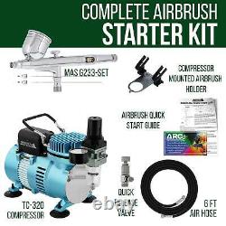 Master Airbrush Air Compressor Kit with G233 Gravity Feed Airbrush 3 Tip Pro Set