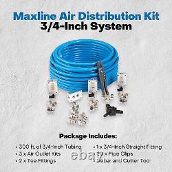 MaxLine 300 Foot 0.75 Inch Semi-Flexible Compressed Air Tubing Master Kit, Blue