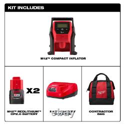 Milwaukee 2475-20 M12 Cordless Portable Car Tire Inflator Air Compressor Kit