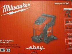 Milwaukee M12 12V Cordless Compact Inflator Kit 2475-21XC Battery & Charger Incl