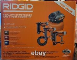 NEW! RIDGID 6 Gal Electric Air Compressor, 18GA Nailer, 16GA Nailer, 18GA Stapler