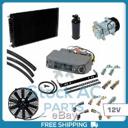 New A/c Kit Universal Under Dash -serpentine Compressor Kit Air Conditioner 12v