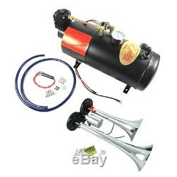 New Train Horn Kit Loud Dual 2 Trumpet with 120 PSI Air Compressor Complete System