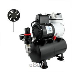 OPHIR Airbrush Air Compressor Kit with Tank and Fan for Hobby Tanning Tattoo