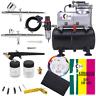 Ophir Airbrush Kit Air Compressor With Tank For Model Hobby Crafts 3 Airbrushes