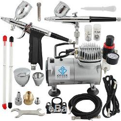 OPHIR Dual Action Double Action Airbrush 110V Air Compressor Kit for Model Paint