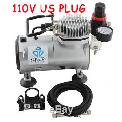 OPHIR Dual Action Double Action Airbrush 110V Air Compressor Kit for Model Paint