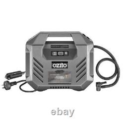 Ozito 12V DC/ 240V AC Air Compressor Dual Power Portable Inflator Car 4WD Kit