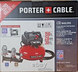 PORTER CABLE 3 Tool Stapler, Finish Nailer & Brad Nailer Combo Kit PCFP12234 NEW