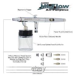 PRO SET 3 Tips. 3.5.8 Siphon Dual-Action Airbrush Kit 4 Piston Air Compressor
