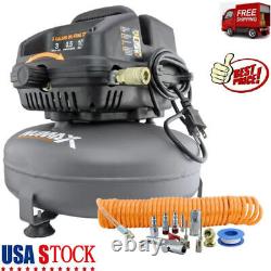Portable 3 Gallon Oil-Free Air Compressor with Air Hose & 11 piece Inflation Kit