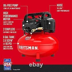 Portable Air Compressor 6 Gallon Pancake Oil-Free with 13 Piece Accessory Kit