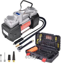 Portable Air Compressor Pump Car Tire Inflator 150 PSI with Tire Repair Kit 12V