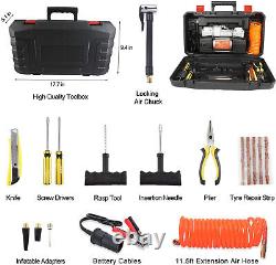 Portable Air Compressor Pump Car Tire Inflator 150 PSI with Tire Repair Kit 12V