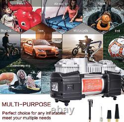 Portable Air Compressor Pump Car Tire Inflator 150 PSI with Tire Repair Kit 12V