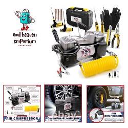 Portable Air Compressor Tire Inflator with Tire Repair Kit 12V DC Air Pump