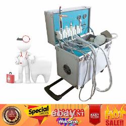 Portable Dental Delivery Unit with Air Compressor Handpiece Kit 4 Hole Suction
