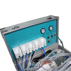 Portable Dental Delivery Unit with Air Compressor Handpiece Kit 4 Hole Suction