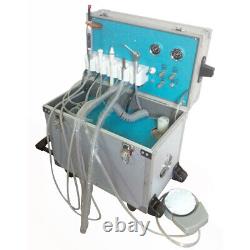 Portable Dental Delivery Unit with Air Compressor Handpiece Kit 4 Hole Suction