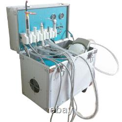 Portable Dental Delivery Unit with Air Compressor Handpiece Kit 4 Hole Suction