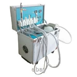 Portable Dental Delivery Unit with Air Compressor Handpiece Kit 4 Hole Suction