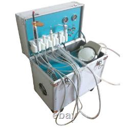 Portable Dental Delivery Unit with Air Compressor Handpiece Kit 4 Hole Suction