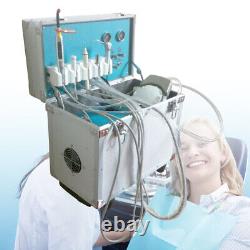 Portable Dental Delivery Unit with Air Compressor Handpiece Kit 4 Hole Suction