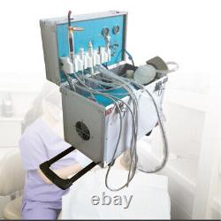 Portable Dental Delivery Unit with Air Compressor Handpiece Kit 4 Hole Suction