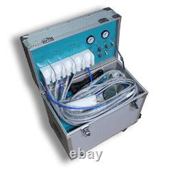Portable Dental Delivery Unit with Air Compressor Handpiece Kit 4 Hole Suction