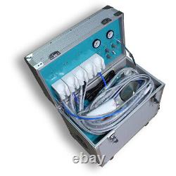 Portable Dental Delivery Unit with Air Compressor Handpiece Kit 4 Hole Suction