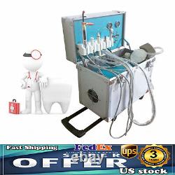 Portable Dental Delivery Unit with Air Compressor Handpiece Kit 4 Hole Suction