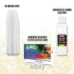 Pro Airbrush System with 3 Airbrushes Deluxe Air Compressor & 6 Paint Colors