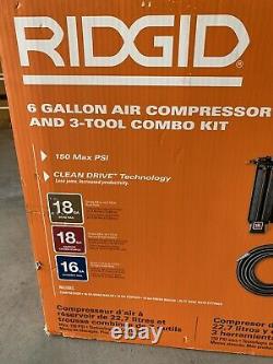 RIDGID 120V 6 Gallon Air Compressor & 3 Tool Combo Kit Model R69603FK Brand New