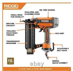 RIDGID 120V Electric Pancake Air Compressor With Nailers and Stapler Combo Kit