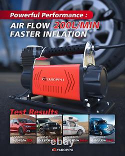 Red Portable 12V Air Compressor Kit, Offroad Air Compressor for Truck, Air Pump f