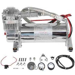 Silver Air Compressor Kit For Train Horns 200PSI 12V Air Horn Suspension Kit