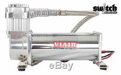 Single Viair 444C Air Compressor Ride Kit 200 psi for Air Suspension Chrome