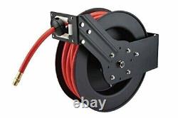 Steel Air Hose Reel 3/8 x 50' Auto Rewind Hybrid Rubber Hose Retractable 250PSI