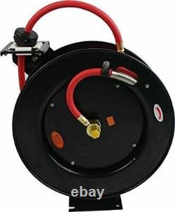 Steel Air Hose Reel 3/8 x 50' Auto Rewind Hybrid Rubber Hose Retractable 250PSI