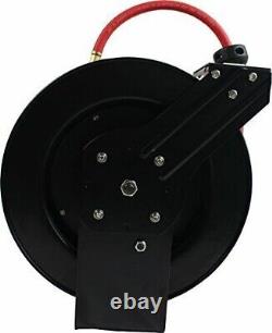 Steel Air Hose Reel 3/8 x 50' Auto Rewind Hybrid Rubber Hose Retractable 250PSI