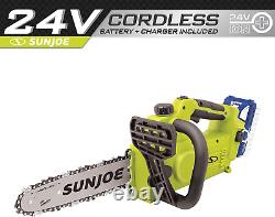 Sun Joe 24V-10CS 24-Volt Ion+ 10-Inch Cordless Chain Saw, Kit With 4.0-Ah Battery