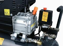 SwitZer Air Compressor 24L Litre 2HP 8 BAR 230V With Wheel 5PCS Kits AC009 Grey