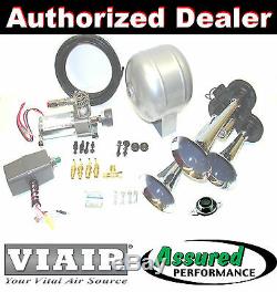 TRIPLE TRUMPET TRAIN AIR HORN VIAIR 120psi COMPRESSOR 1/2 Gal. TANK Kit Loudest