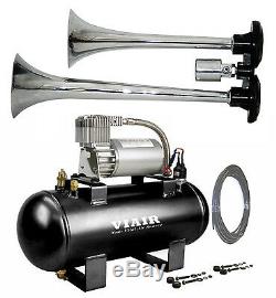 TRUCK AIR HORN & VIAIR120psi 1.5g KIT fits Ford Chevy Dodge Toyota Nissan Truck