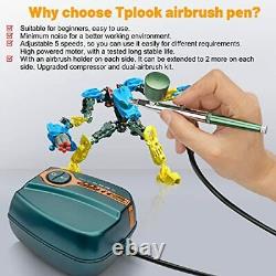 Tplook Upgraded 30PSI Airbrush Kit, Multi-Function -Action Airbrush Set with Com