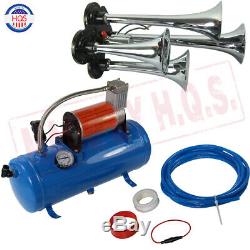 Train Horn Kit Loud Dual 4 Trumpet with 120 PSI 6L Air Compressor Complete System