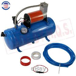 Train Horn Kit Loud Dual 4 Trumpet with 120 PSI 6L Air Compressor Complete System