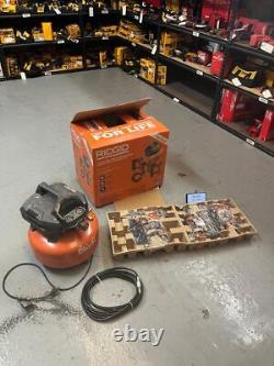 USED Ridgid 6 Gallon Portable Pancake Air Compressor Kit 18 Ga 16 Ga Nailers & 1