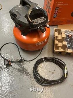 USED Ridgid 6 Gallon Portable Pancake Air Compressor Kit 18 Ga 16 Ga Nailers & 1